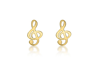 9ct Yellow Gold Treble Clef Stud Earrings