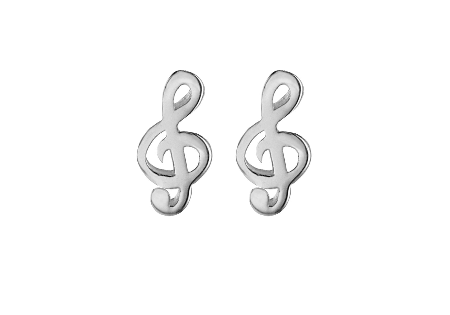 Sterling Silver Treble Clef Studs