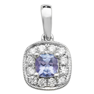 9ct White Gold Tanzanite and Diamond Pendant