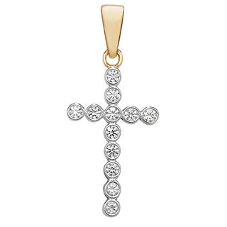 9ct Yellow Gold Cubiz Zirconia Cross Pendant