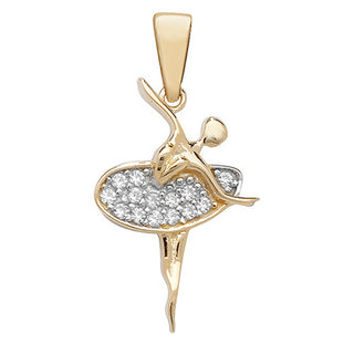 9ct Yellow Gold CZ Ballerina Pendant