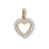 9K Yellow Gold Open Heart CZ Pendant
