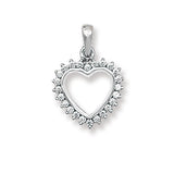 9K White Gold Open Heart CZ Pendant