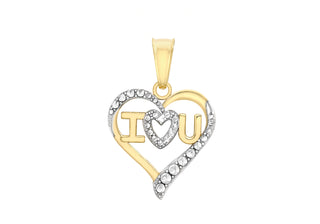 9ct Yellow Gold "I love you" Pendant with Cubic Zirconia's