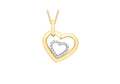 9K 2-Coloured Gold Double Open Heart CZ Pendant