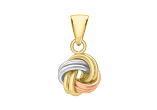 9ct 3-Coloured Gold Polished 4Way Knot Pendant