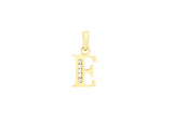 9K Yellow Gold Cubic Zirconia 'E' Initial Pendant