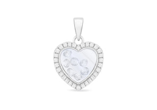 Sterling Silver Cubic Zirconia Set Heart Pendant