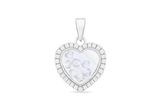 Sterling Silver Cubic Zirconia Set Heart Pendant