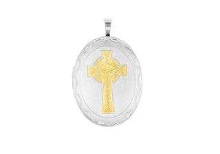 Sterling Silver Oval Celtic Cross Locket