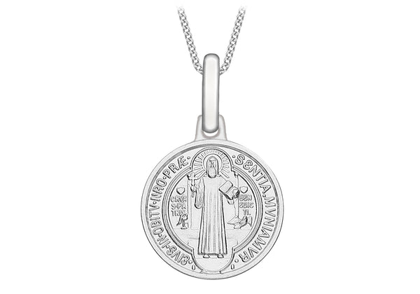 9K White Gold St Benito Medal Pendant
