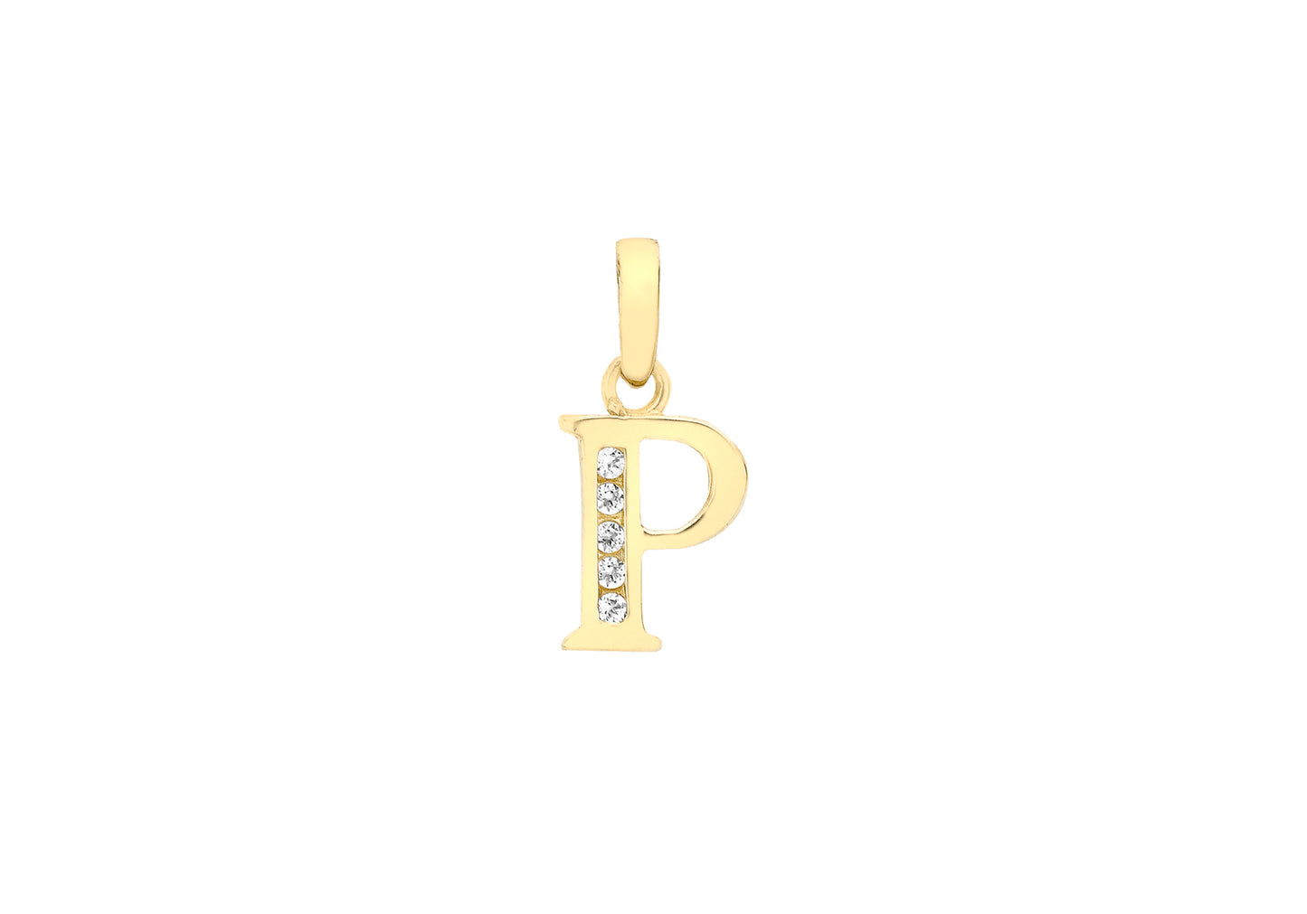 9ct Yellow Gold Initial "P" CZ Pendant