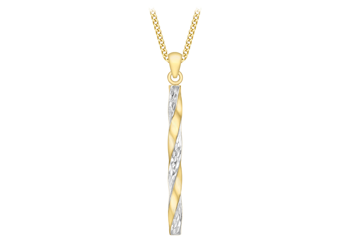 9ct White and Yellow Gold Bar Pendant