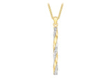 9K White and Yellow Gold Bar Pendant