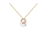 9K 3 Colour Gold Cubic Zirconia Interlocking Ring Necklace