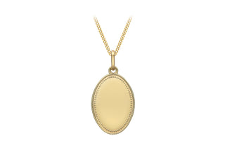 9K Yellow Gold Rope-Edge Oval Pendant
