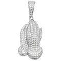 Sterling Silver CZ Set Praying Hands Pendant