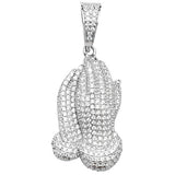Sterling Silver CZ Set Praying Hands Pendant