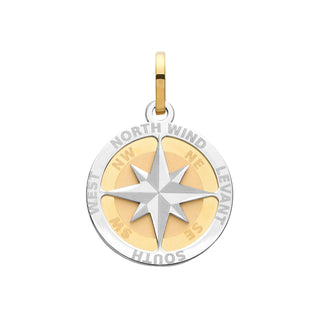 9K Yellow and White Gold Small Compass Pendant