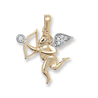 9ct Yellow Gold CZ Cupid Pendant