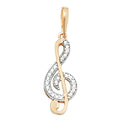 9ct Yellow Gold Treble Clef CZ Pendant