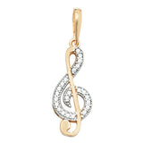 9ct Yellow Gold Treble Clef CZ Pendant