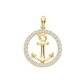 9K Yellow Gold CZ Anchor Pendant/Charm