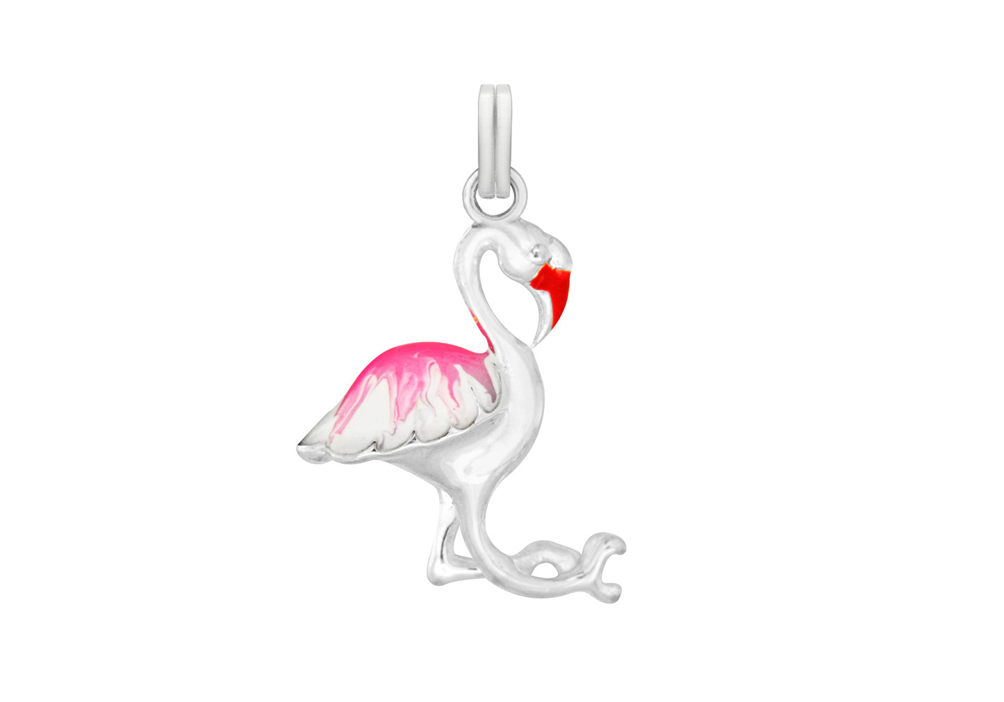 Sterling Silver Pink Flamingo Pendent Charm