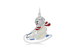 Sterling Silver Enamel Bear on Sledge Pendent Charm