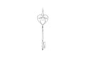 Sterling Silver Heart Love Key Pendent