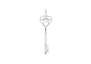Sterling Silver Heart Love Key Pendent