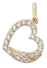 9K Yellow Gold Cubic Zirconia Heart Pendant