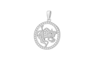 Sterling Silver Taurus Cubic Zirconia Pendent