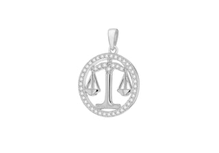 Sterling Silver Libra Cubic Zirconia Pendent
