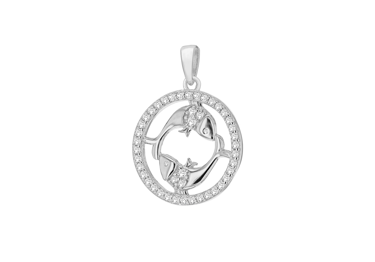 Sterling Silver Pisces Cubic Zirconia Pendent