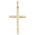 9K Yellow Gold 35mm Engraved Flourish Cross Pendant
