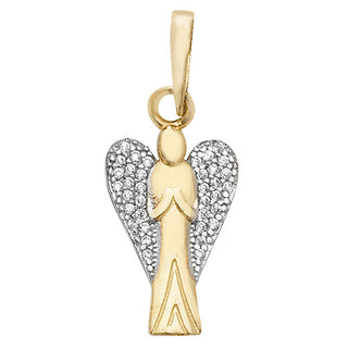 9K Yellow Gold Cubic Zirconia Angel Pendant
