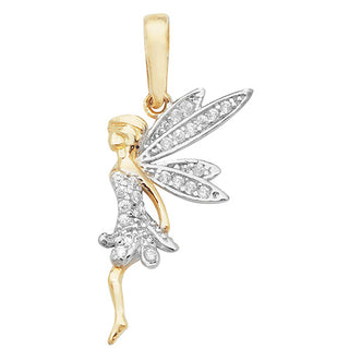 9ct Yellow Gold CZ Fairy Pendant