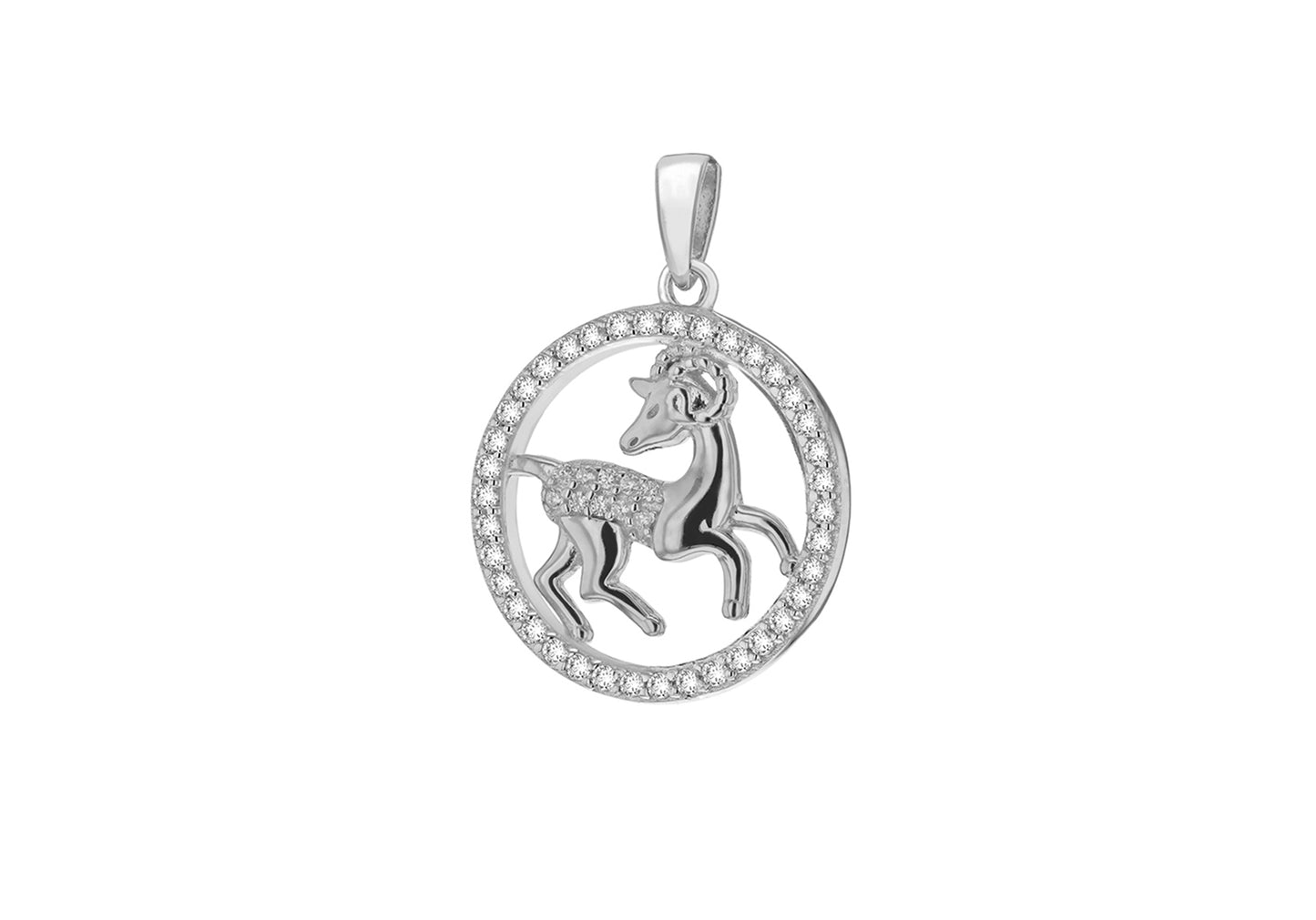 Sterling Silver Capricorn Pendant Set with Cubic Zirconia's