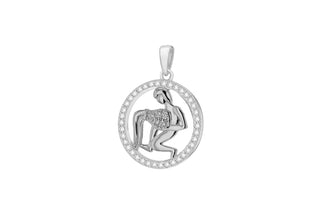 Sterling Silver Aquarius Pendant Set With Cubic Zirconia's