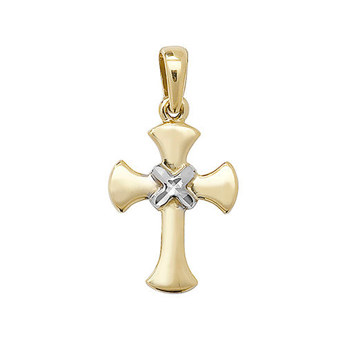 9K Yellow Gold Flared Cross Pendant