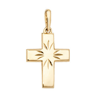 9K Yellow Gold Rays Cross Pendant