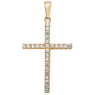 9ct Yellow Gold Cubic Zirconia Set Cross Pendant