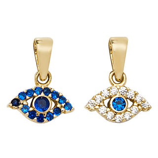 9K Yellow Gold Cubic Zirconia Evil Eye Pendant