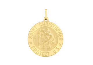 9K Yellow Gold St Christopher Satin Pendant