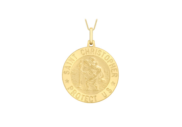 9K Yellow Gold St Christopher Satin Pendant