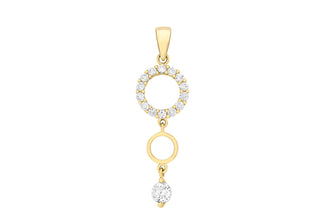9ct Yellow Gold CZ Circle Drop Pendant