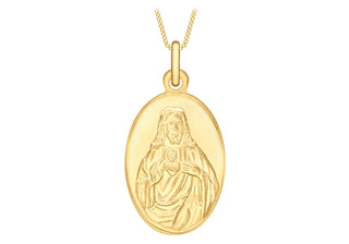 9ct Yellow Gold Jesus Sacred Heart Medal Pendant