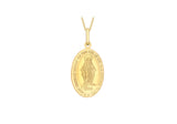 9K Yellow Gold 'Holy Mary' Oval Reversible Pendant