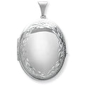 Sterling Silver Flourish Edge Oval Locket